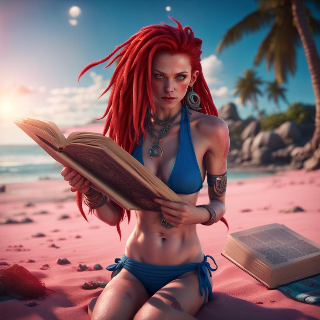 Mystic Punk Girl on Beach Casting Spell