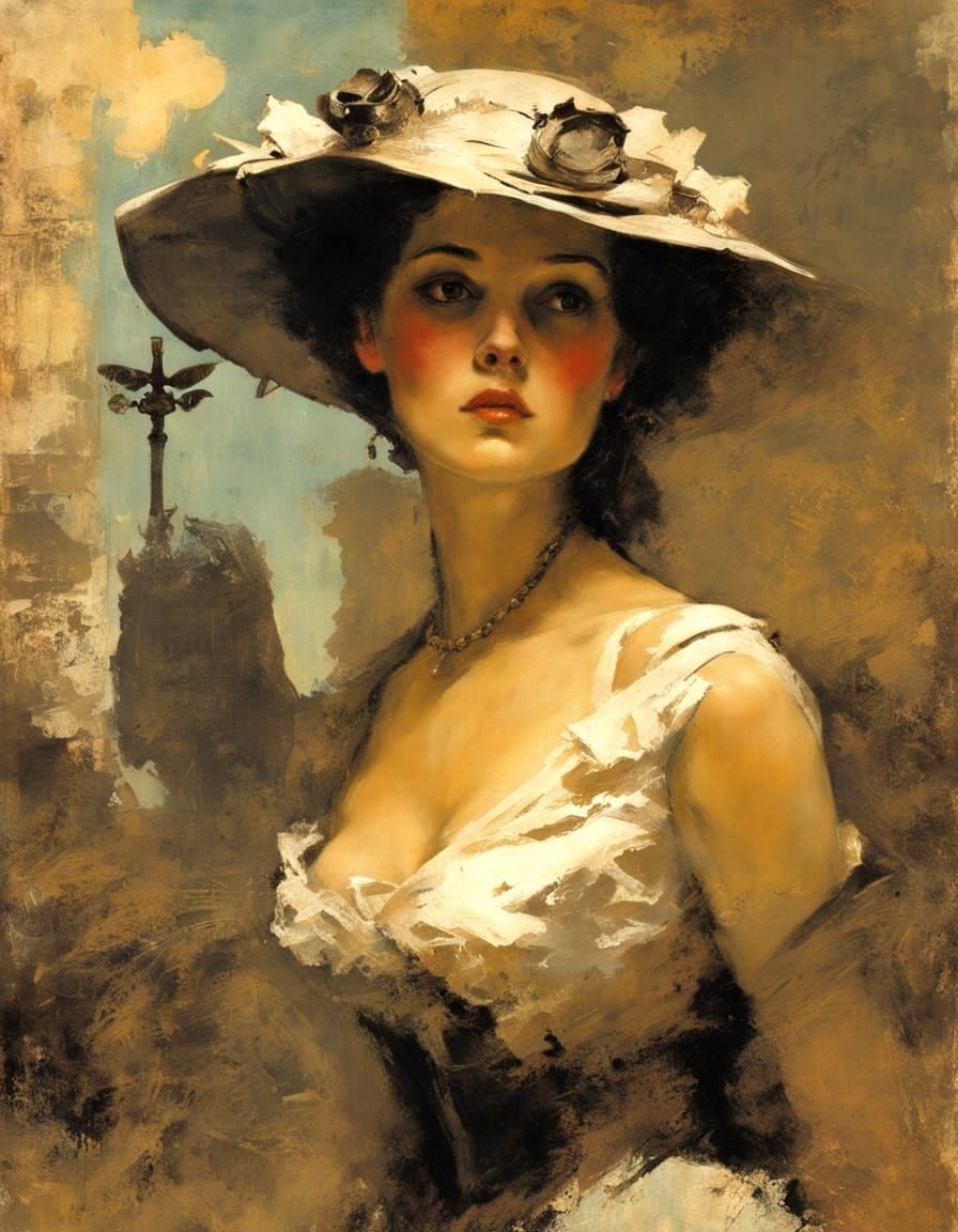 Vibrant Grunge Oil Painting of Vanessa Kensington