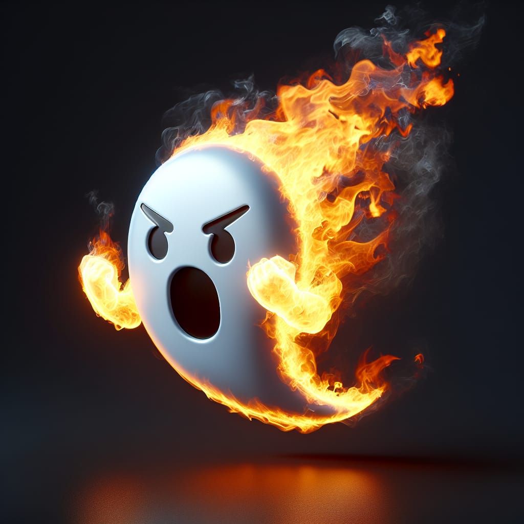 Cursed Ghost and Fire Emoji in 3D Render