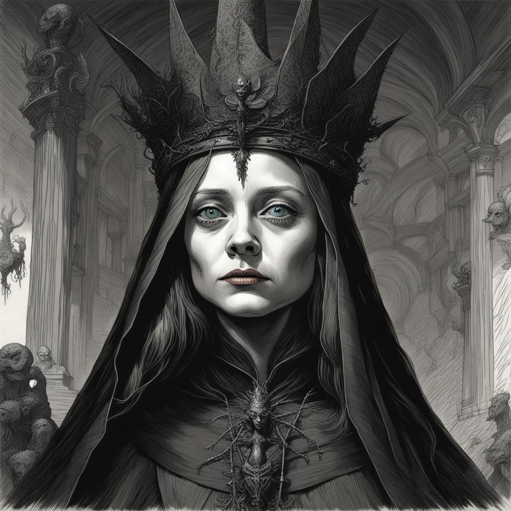 Dark Witch Queen Portrait in Gothic Horror Style