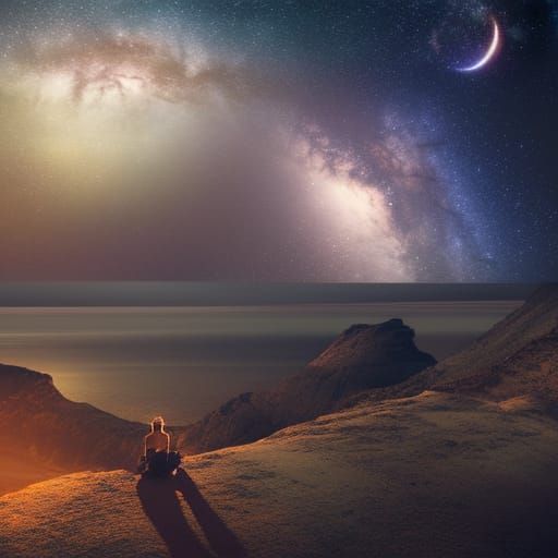 Milky Way Night Sky: A Dramatic Digital Painting