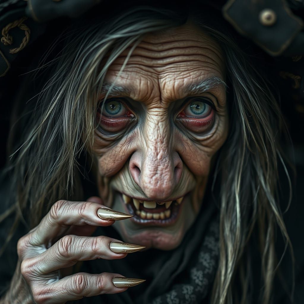 Mysterious Slavic Witch with Bone Leg, a Dark Portrait