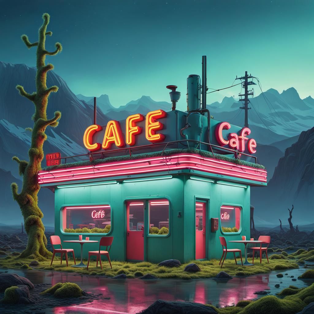 Mars Café in Retro Sci-Fi Style