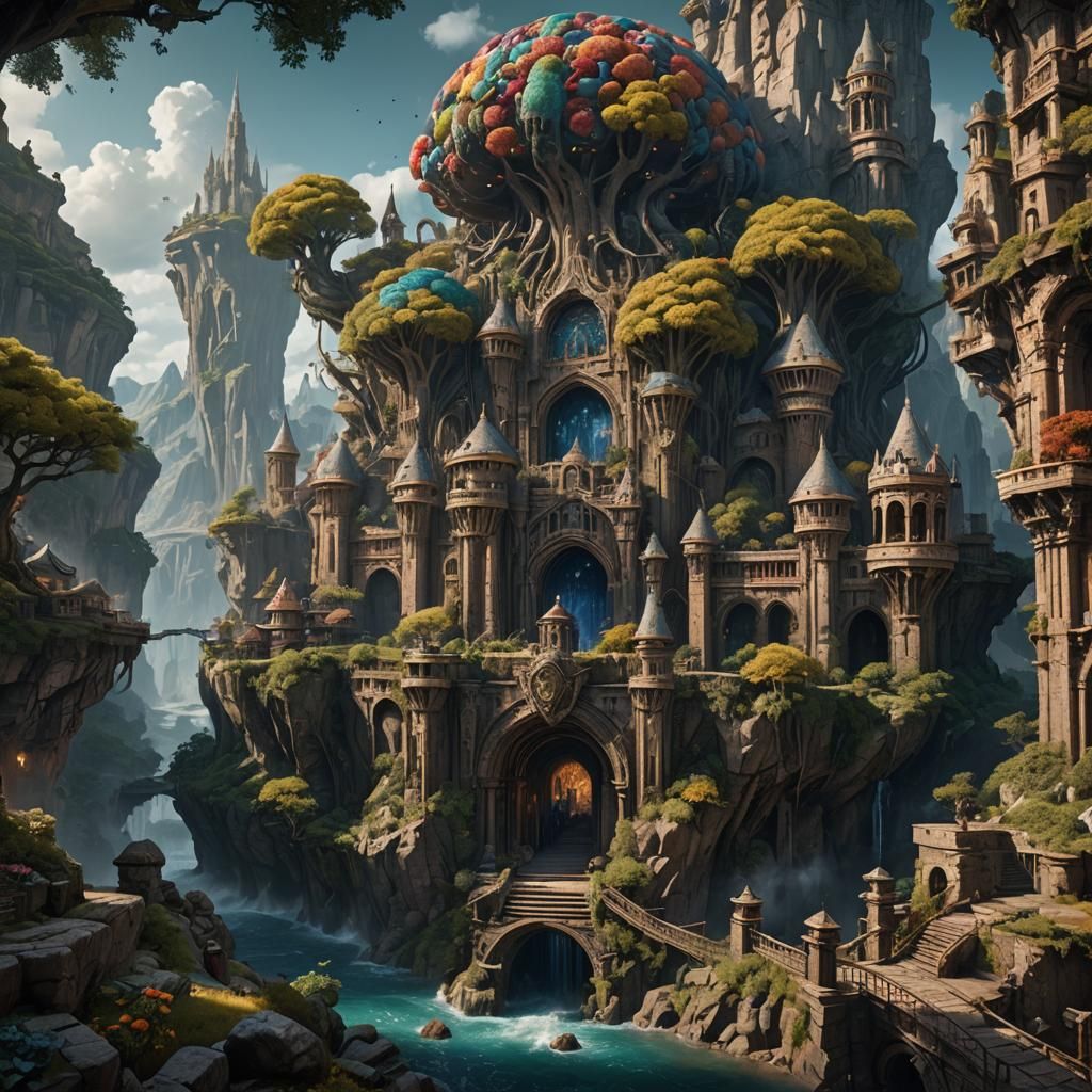 Fantastical AI Brain Concept Art in Deep Color