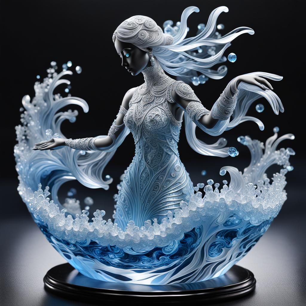 Crystal Maiden Sculpture Emerges from the Sea
