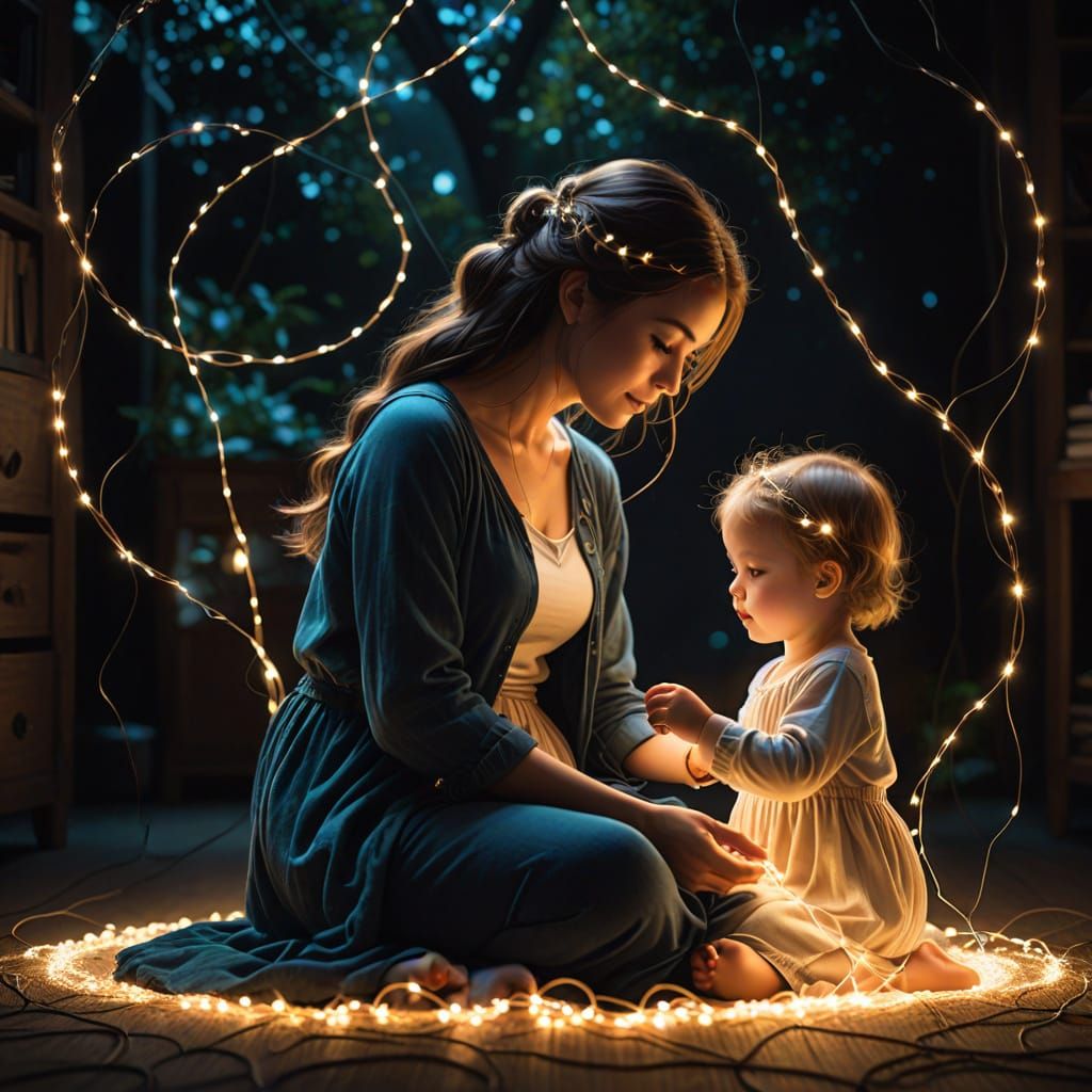 Mother Child Bond in Ethereal Surrealism