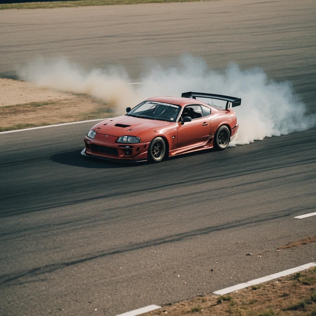 Toyota Supra Crash: Cinematic Film Still