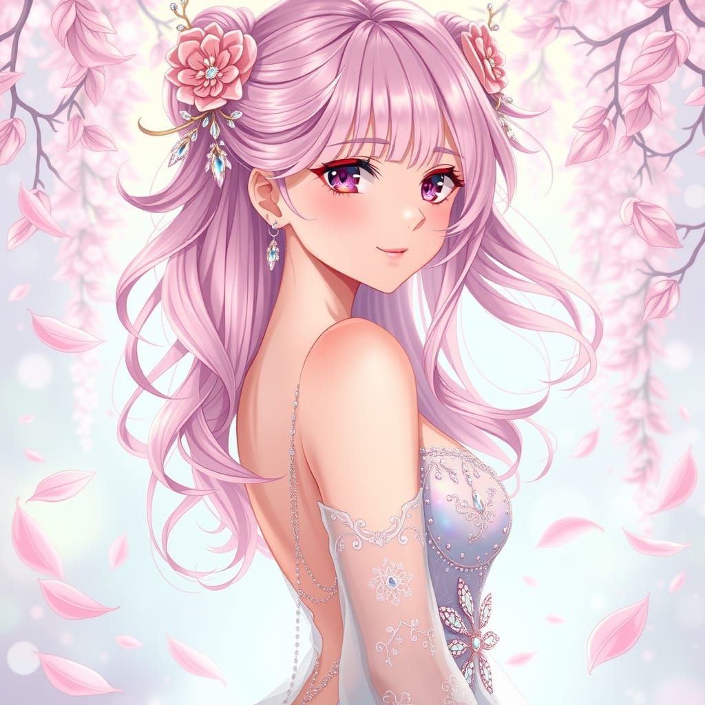 Anime Maiden in Whimsical Fantasy Realm