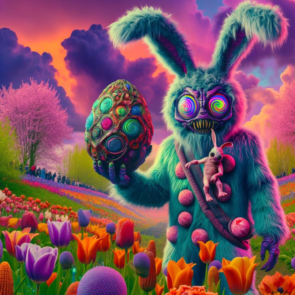Psychedelic Alien Bunny Unveils Cosmic Dragon Egg
