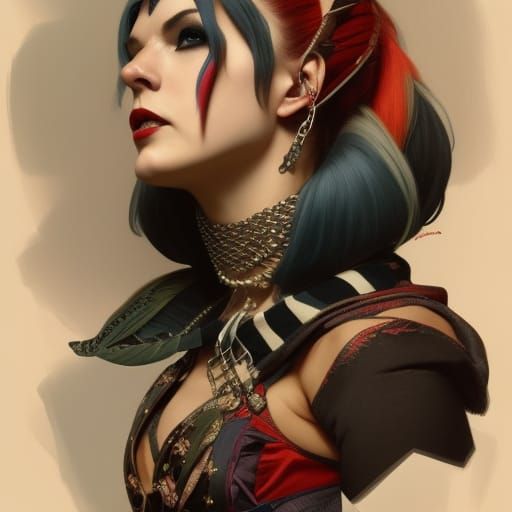 Punk Harlequin Jester in Goth Style