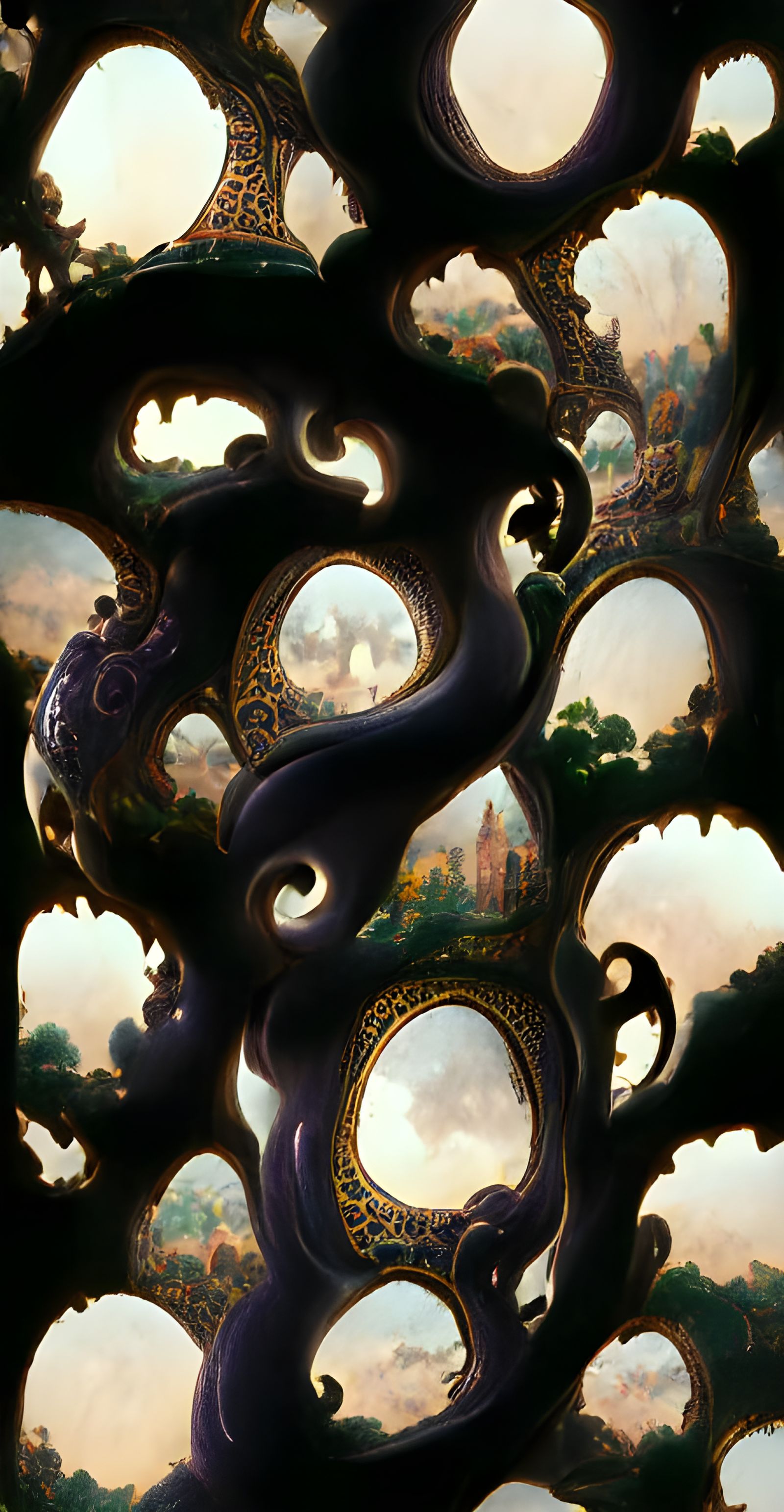 Gilded Chinese Porcelain Architecture: Pixar Style