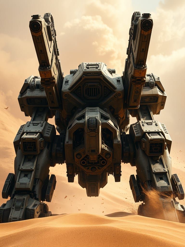 Armored Core Mech in Epic Stormy Landscape