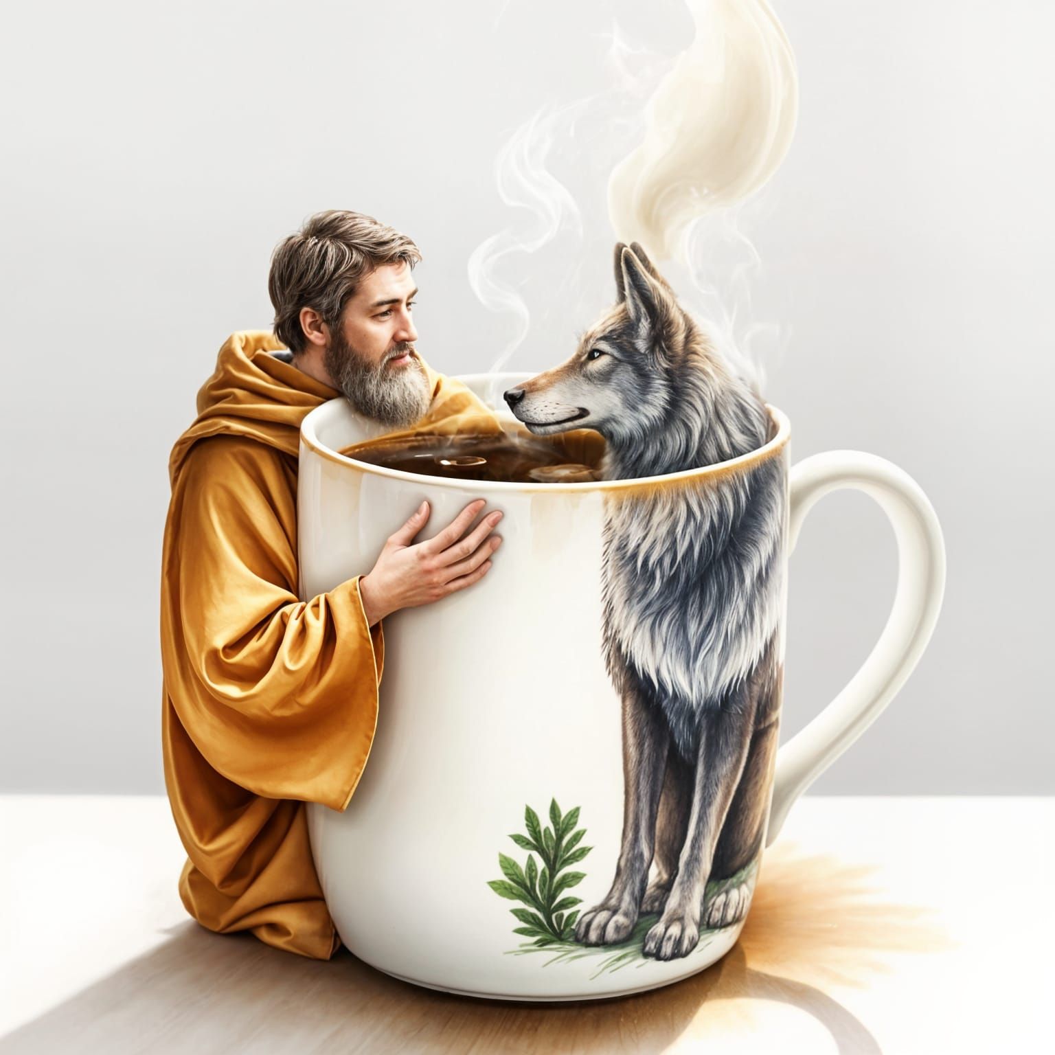 St Francis Ceramic Mug Filled with Coffee