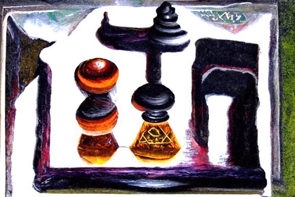 Enochian Checkers: Mystical Board Game in Oil