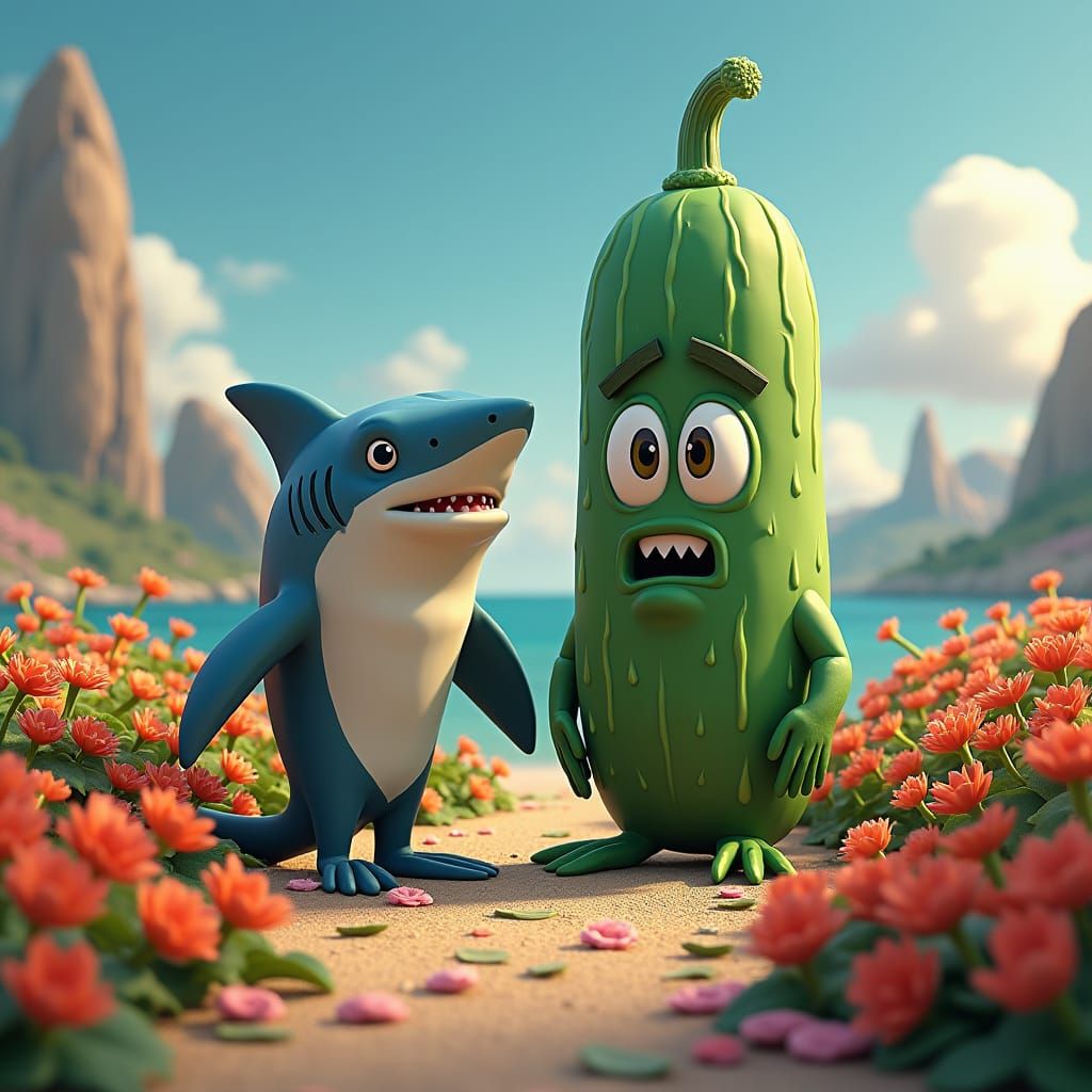 Shark and Tow Mater at Larry's Funeral: 3D Anime Art