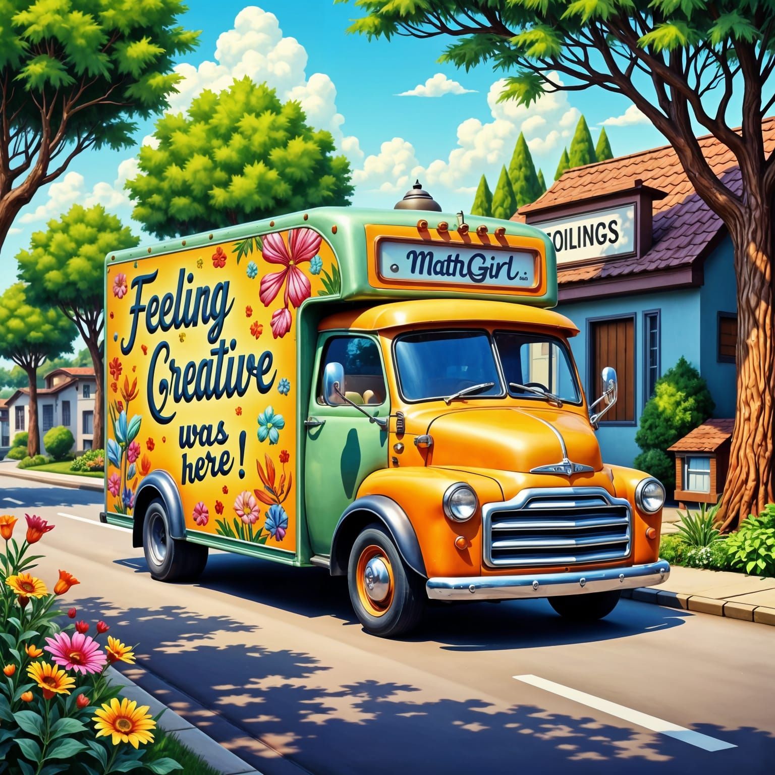 Graffiti on Moving Van Reads Feeling Creative