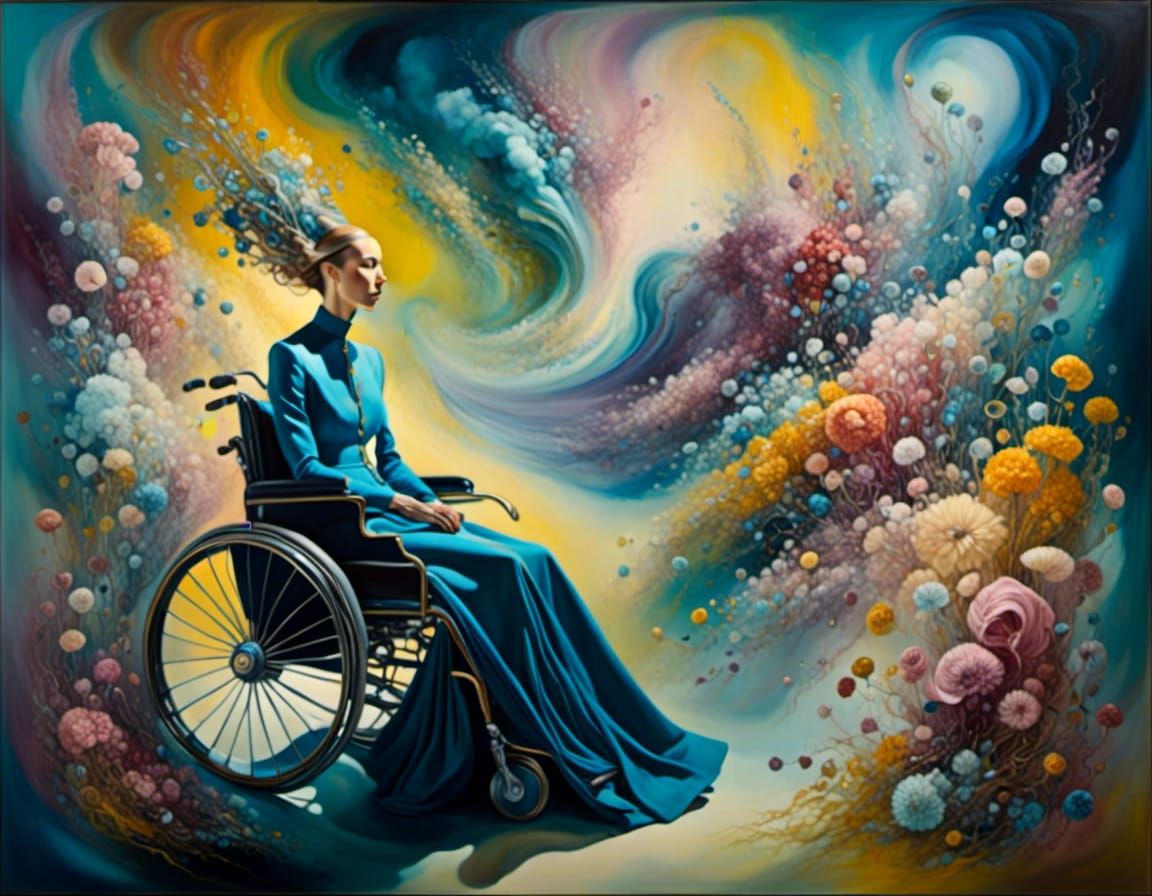 Dreamlike Surreal Portrait of Woman in Wheelchair