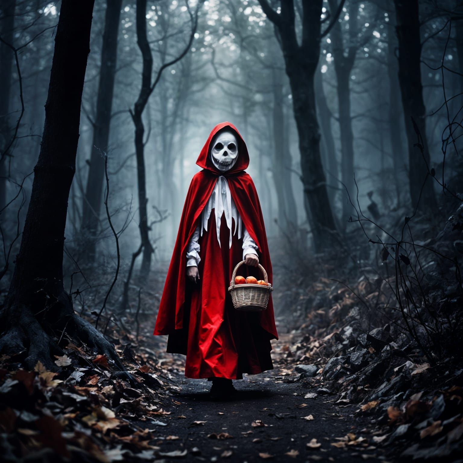 Little Red Riding Hood as Ghost in Haunted Forest