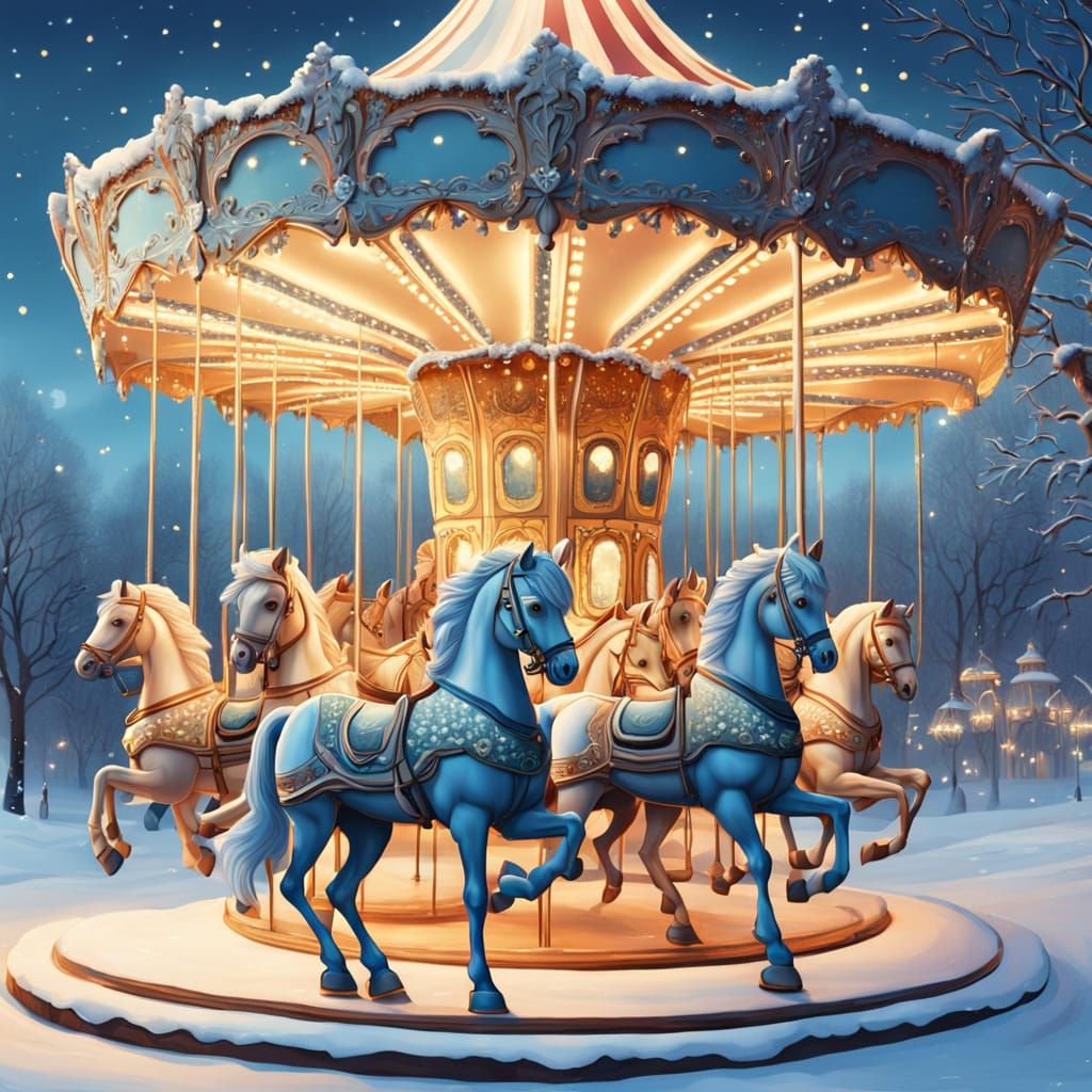 Whimsical Fantasy Carousel in Vintage Style