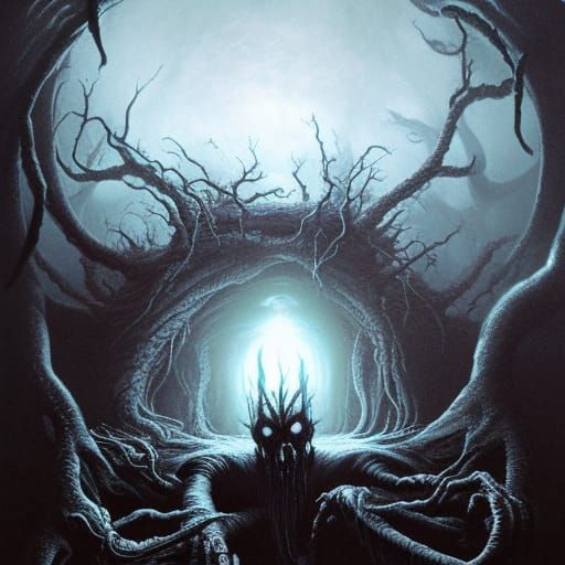 Evil Tree Wizard in a dark forest