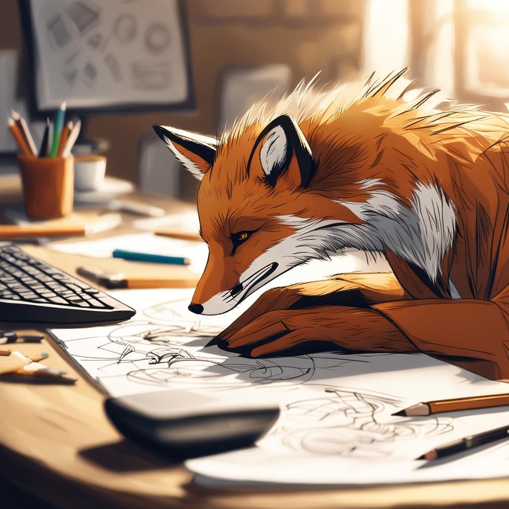 Fox Working on Design with Graphics Tablet