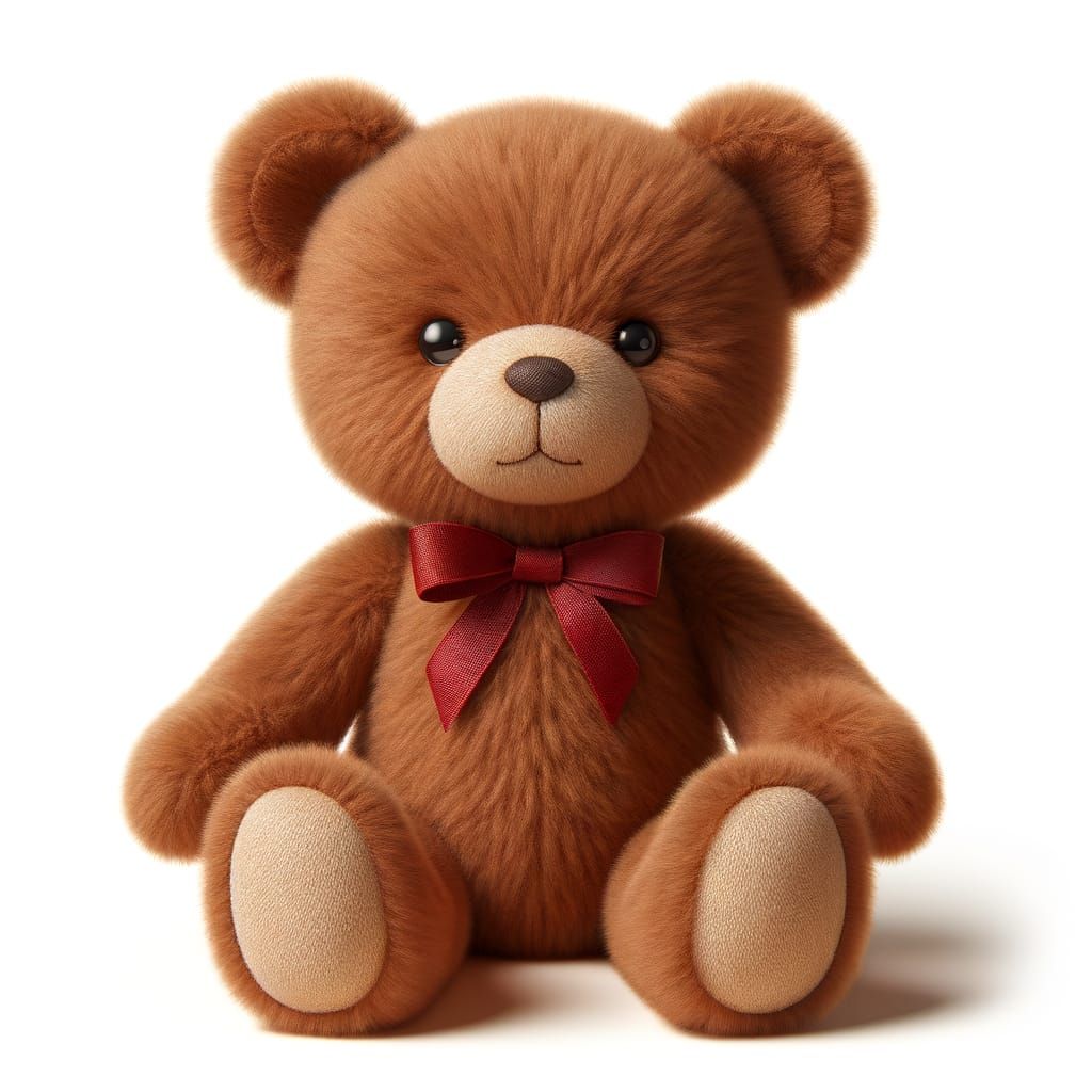 Adorable Plush Teddy Bear with Red Bow