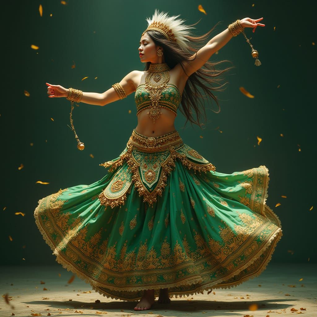 Baroque Ethic Illumination of Native Woman Dancing