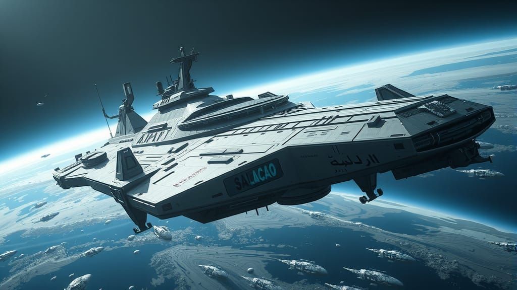 Colossal Spaceship Approaching Alien World in 8K