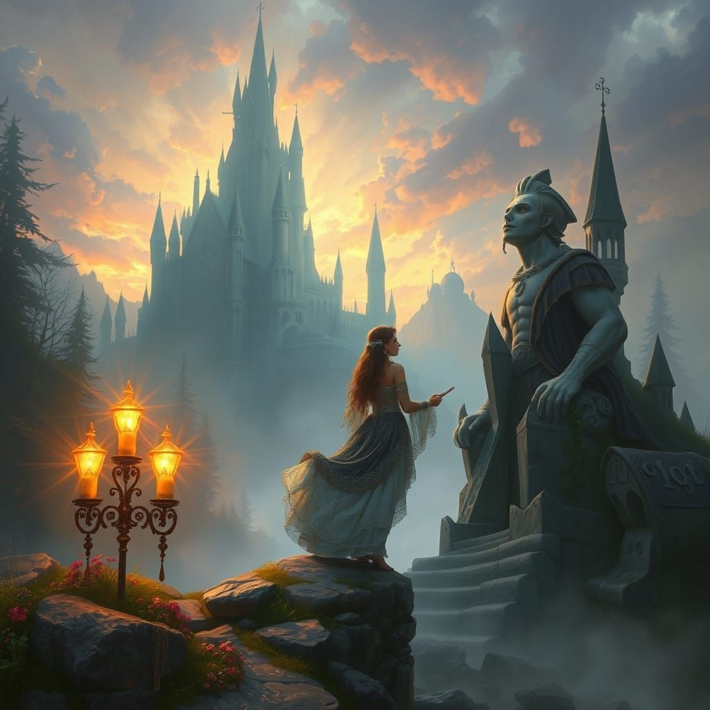 Gothic Woman Rises from Heartbreak in Ethereal Fantasy