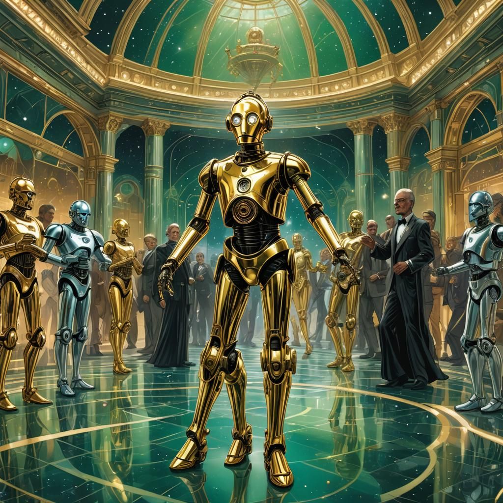 Maria and C-3PO Dance in a Ballroom, Comic Book Art