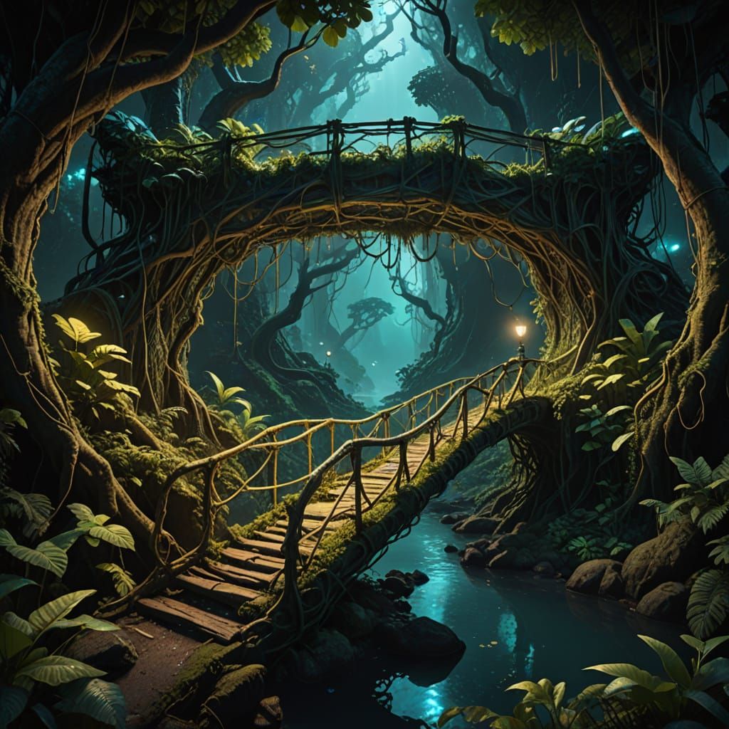 Surreal Jungle Bridge Connects Alien Landscape