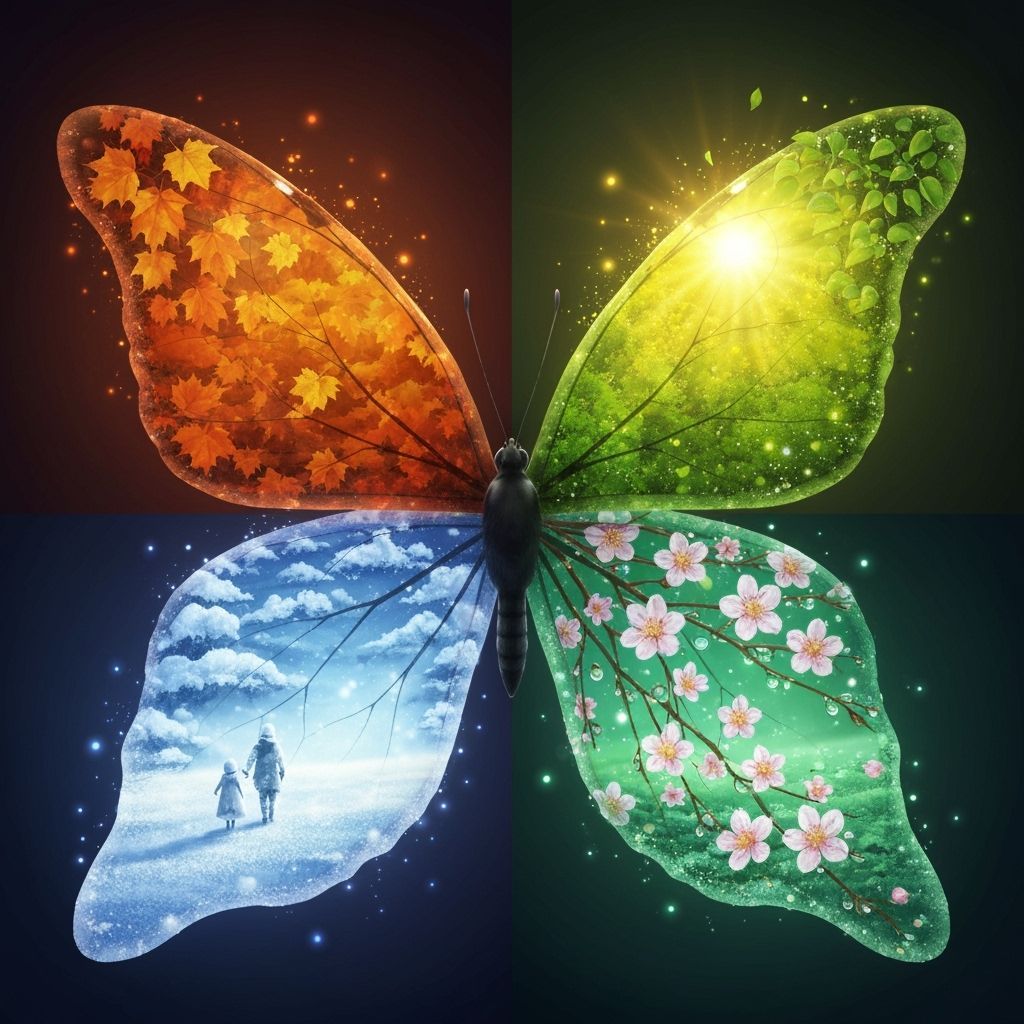 Butterfly With Four Seasons Wings - Ethereal Digital Art
