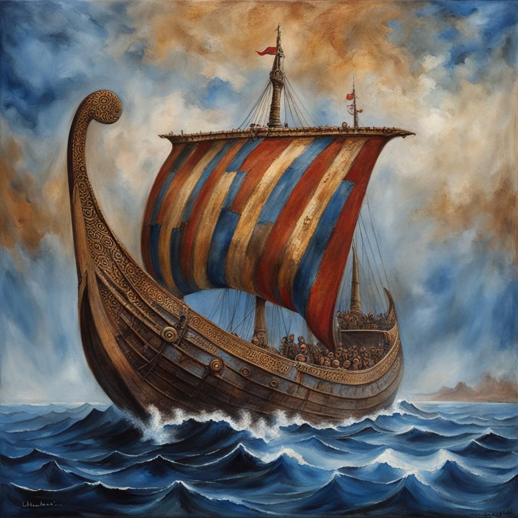 Viking Longship Painting with Ancient Pigments
