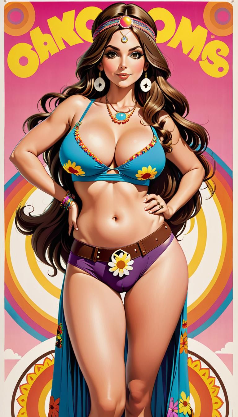 Cartoon Hippie Woman Movie Poster