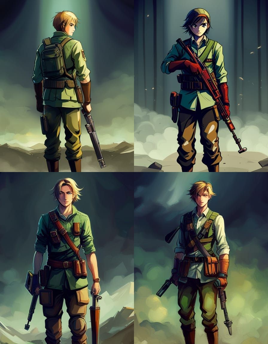 Link as Modern Soldier in Anime Style