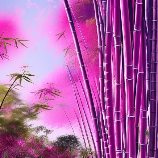 Hyperrealistic Pink Bamboo Tree Splash Art