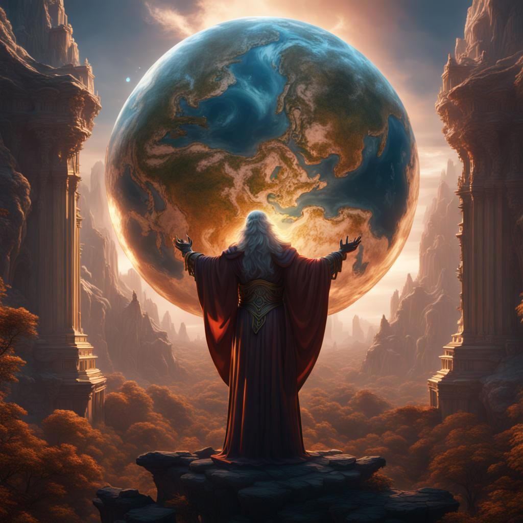 God Holding the World: Detailed Matte Painting