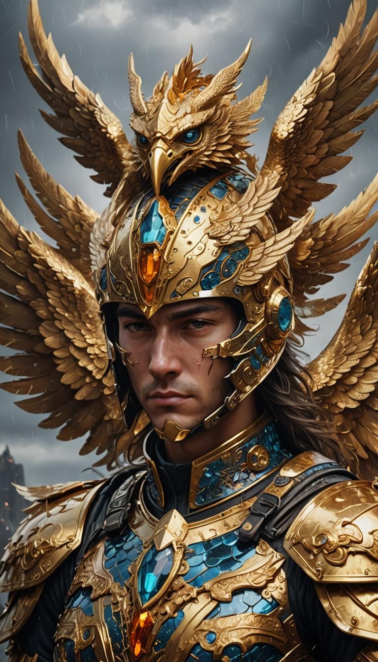 Simurgh Portrait in Cyber-Fantasy Art Style