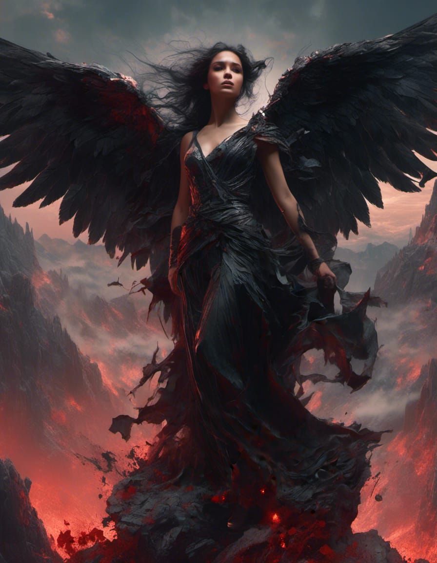 Fallen Angel Portrait on Apocalyptic Peak