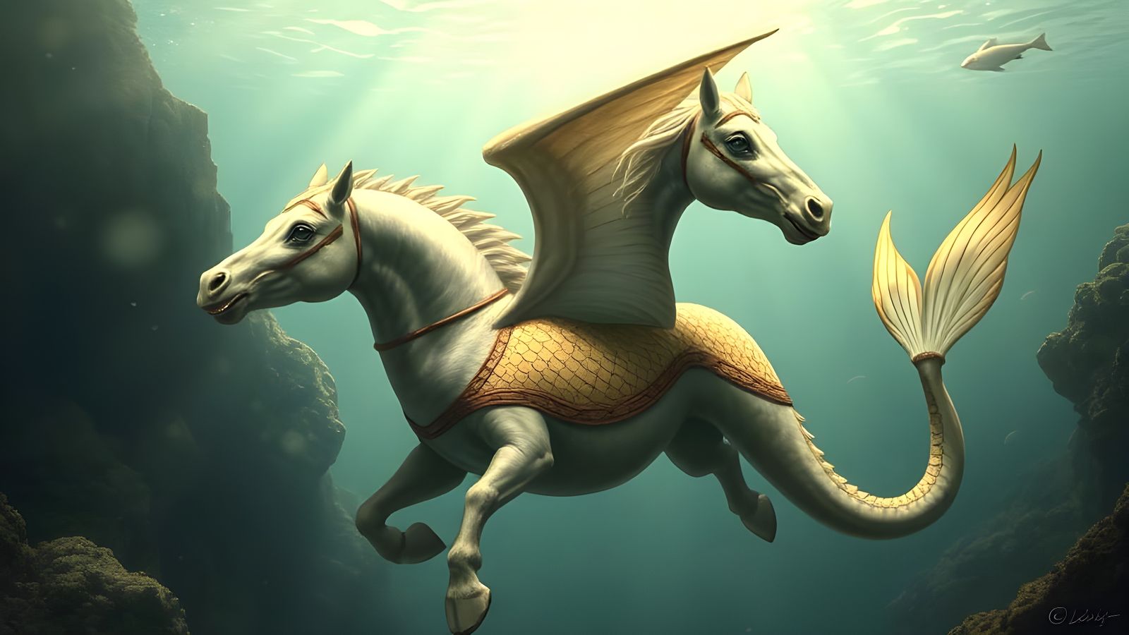 Regal Hippocampus Rides the Waves with Majestic Wings
