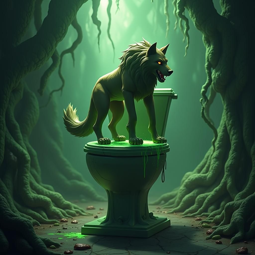 Lioness Wolf Dances on Toilet in Space Opera Style