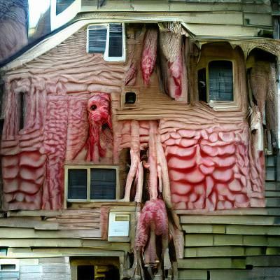 Grotesque House Made of Human Flesh