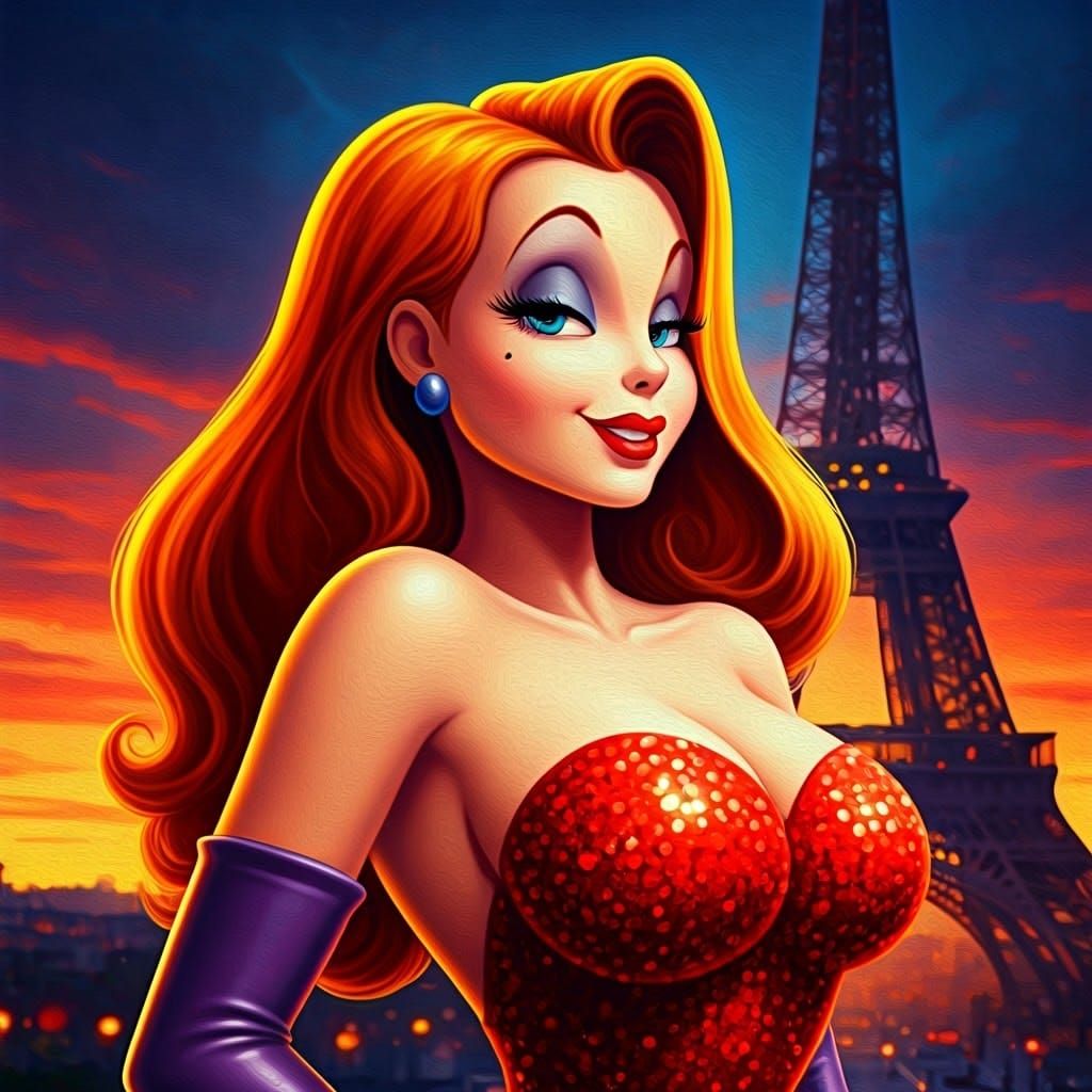 Sultry Parisian Siren in Watercolor Elegance