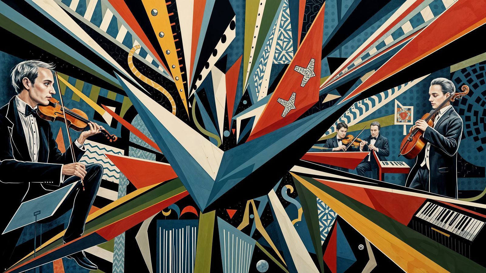 Surreal Geometric Musician's Dreamscape