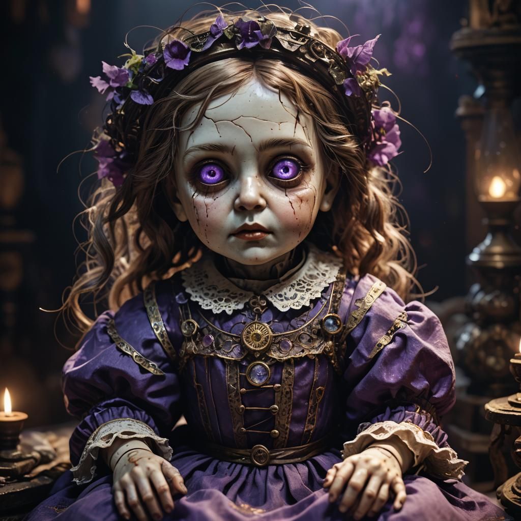 Eerie Antique Doll in Dark Fantasy Style