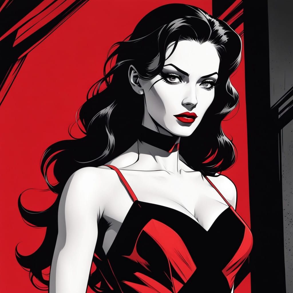 Gritty Noir Woman in Red