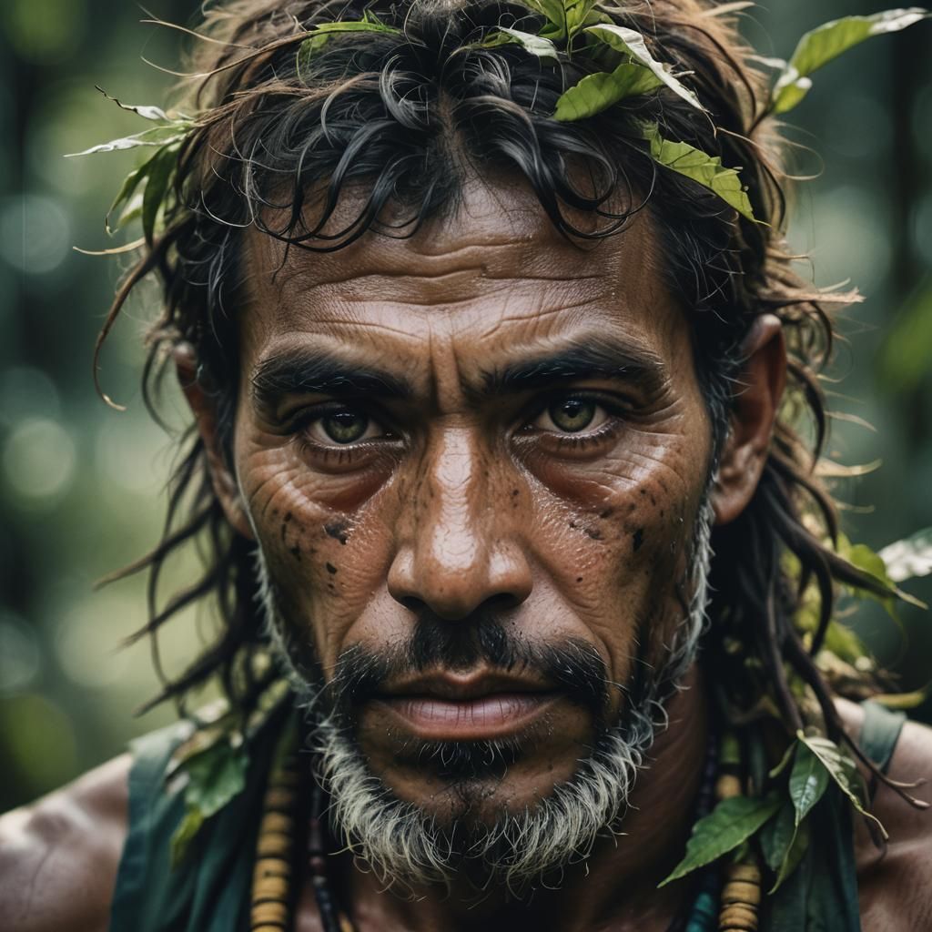 Intense Amazonian Portrait in Vibrant Earthy Tones