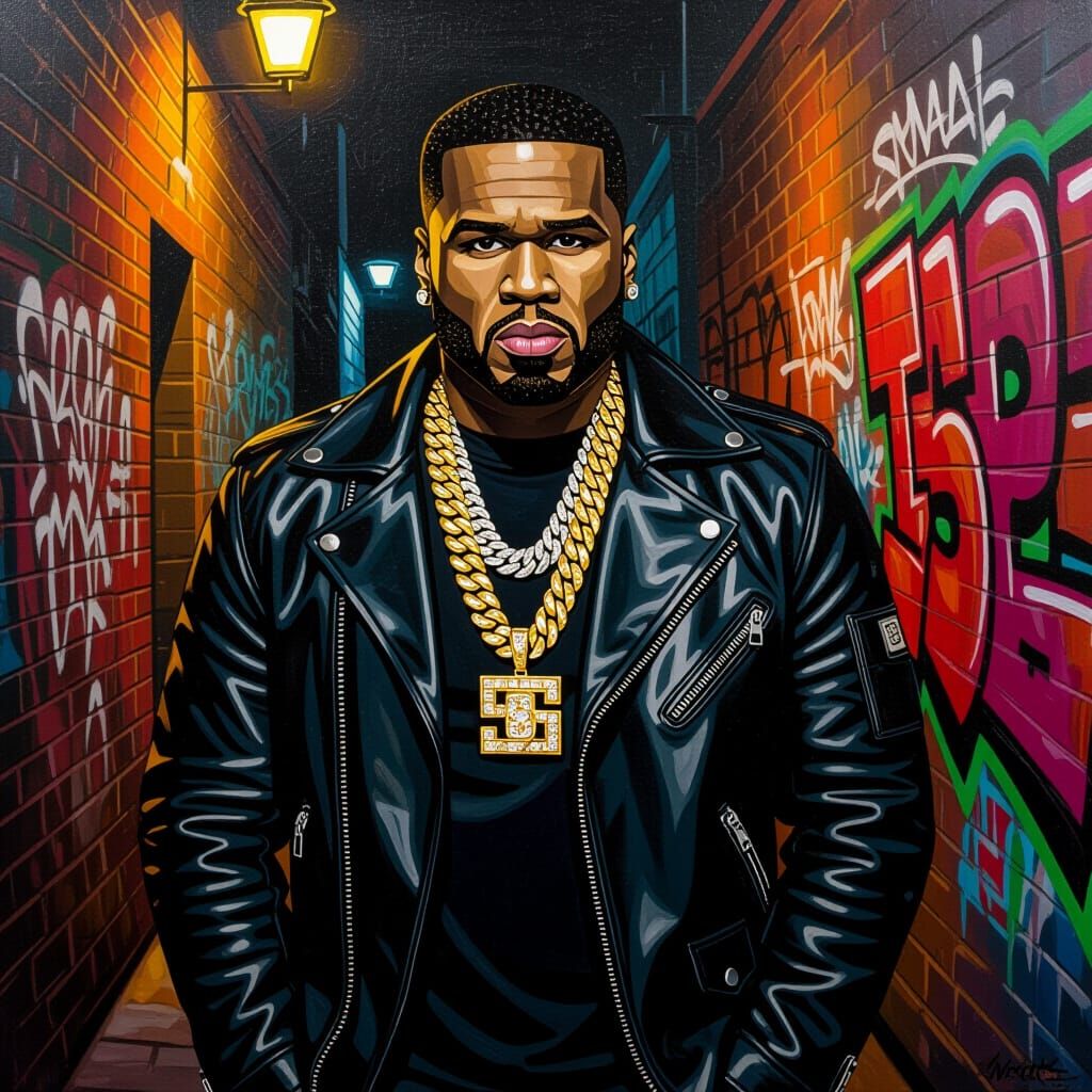 50 Cent Portrait in Neo-Expressionist Style