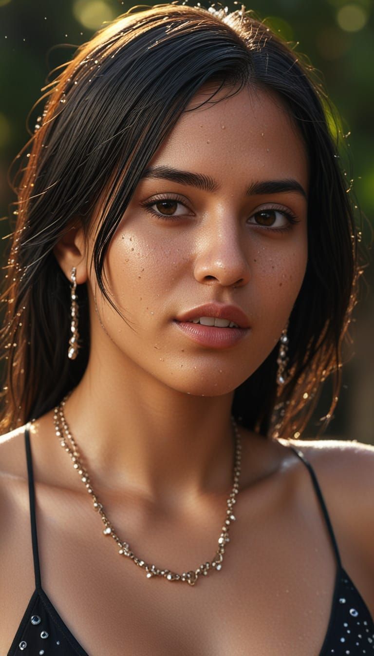 Sweaty Emo Girl Portrait in Hyper-Realistic Digital Art