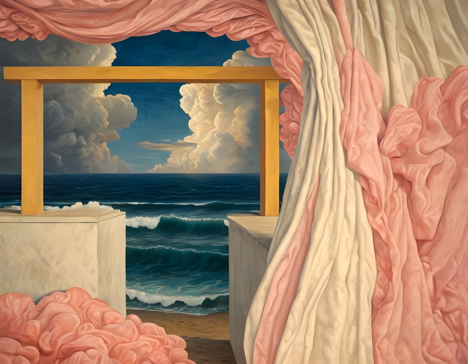 Vortical Seascape with Draped Christo Gates
